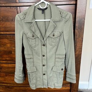 White House Black Market Green Utility Jacket